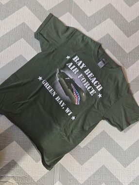 Green- Bay Beach Air Force Graphic Tee - Olive Green